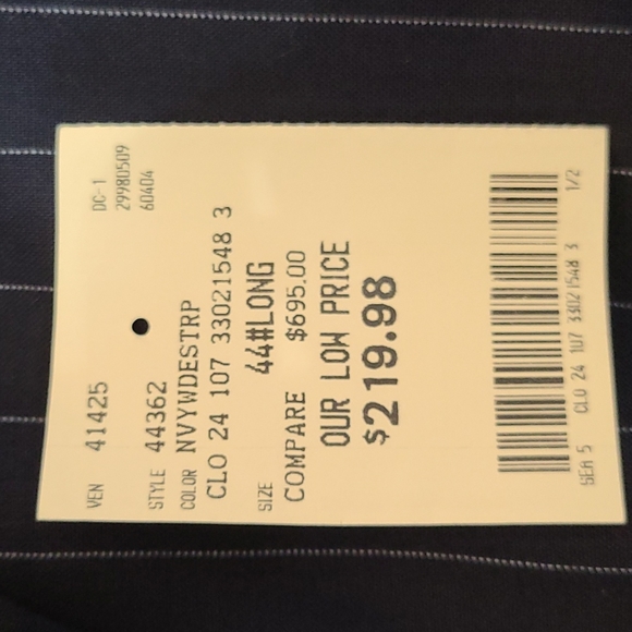 Victor International Suit Navy Blue with White Pinstripes - Picture 10 of 12